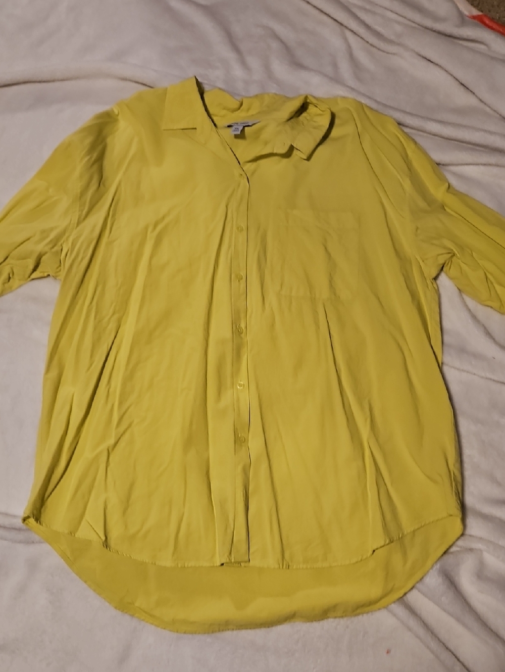 Nine West Lemon Yellow Button-Front Blouse